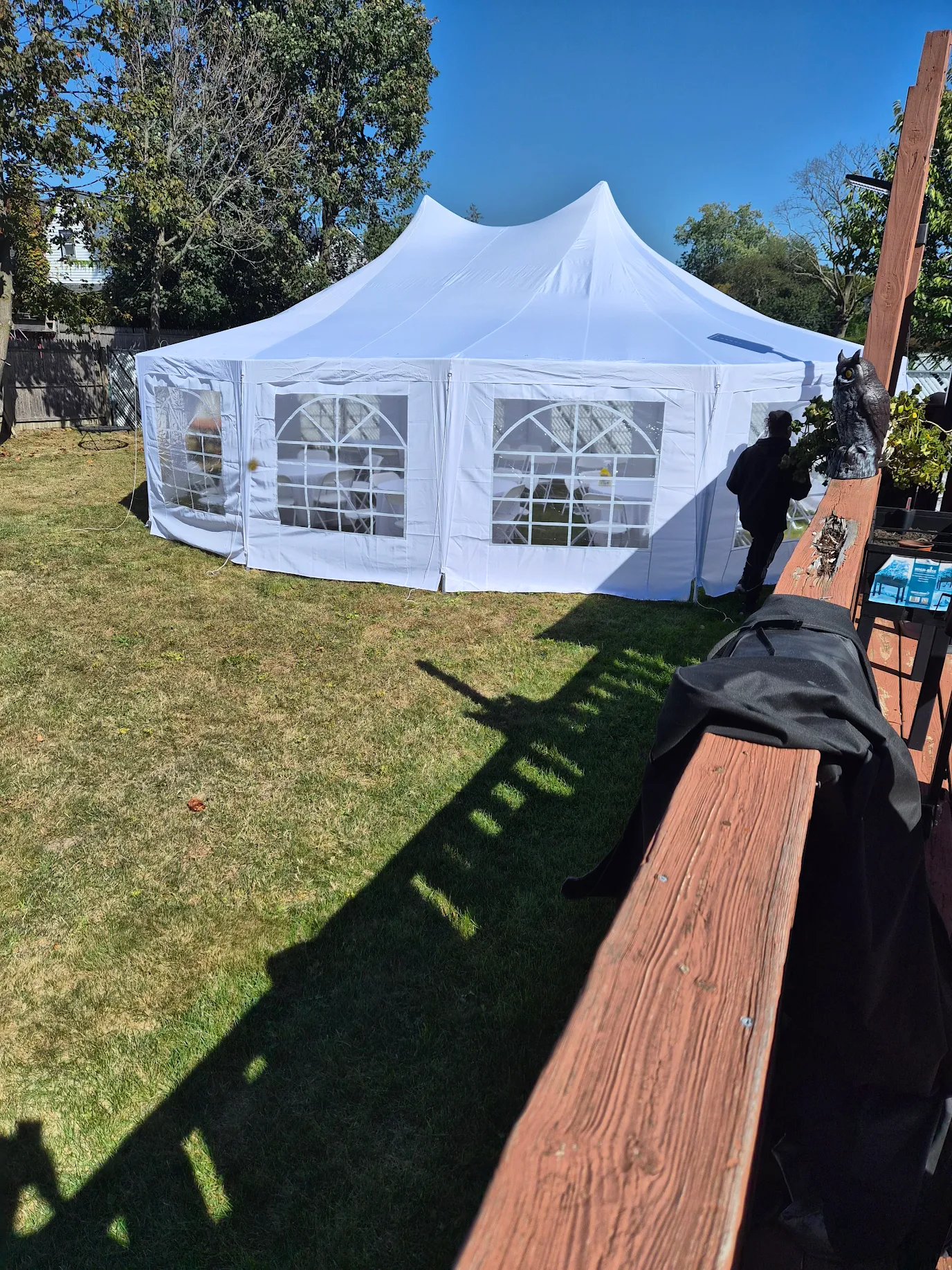 29x23 marquee tent set up on a green lawn