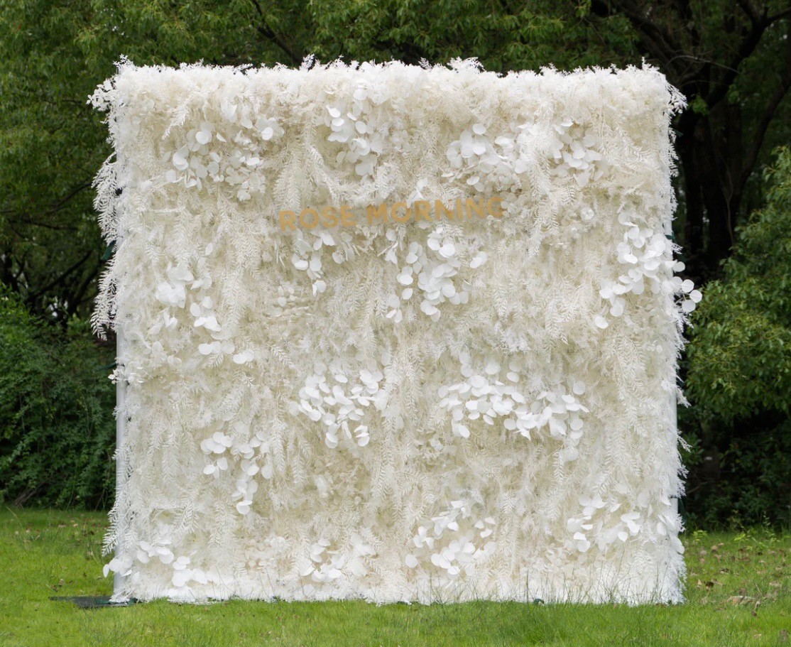 White Pampas & Hydrangea Flower Wall